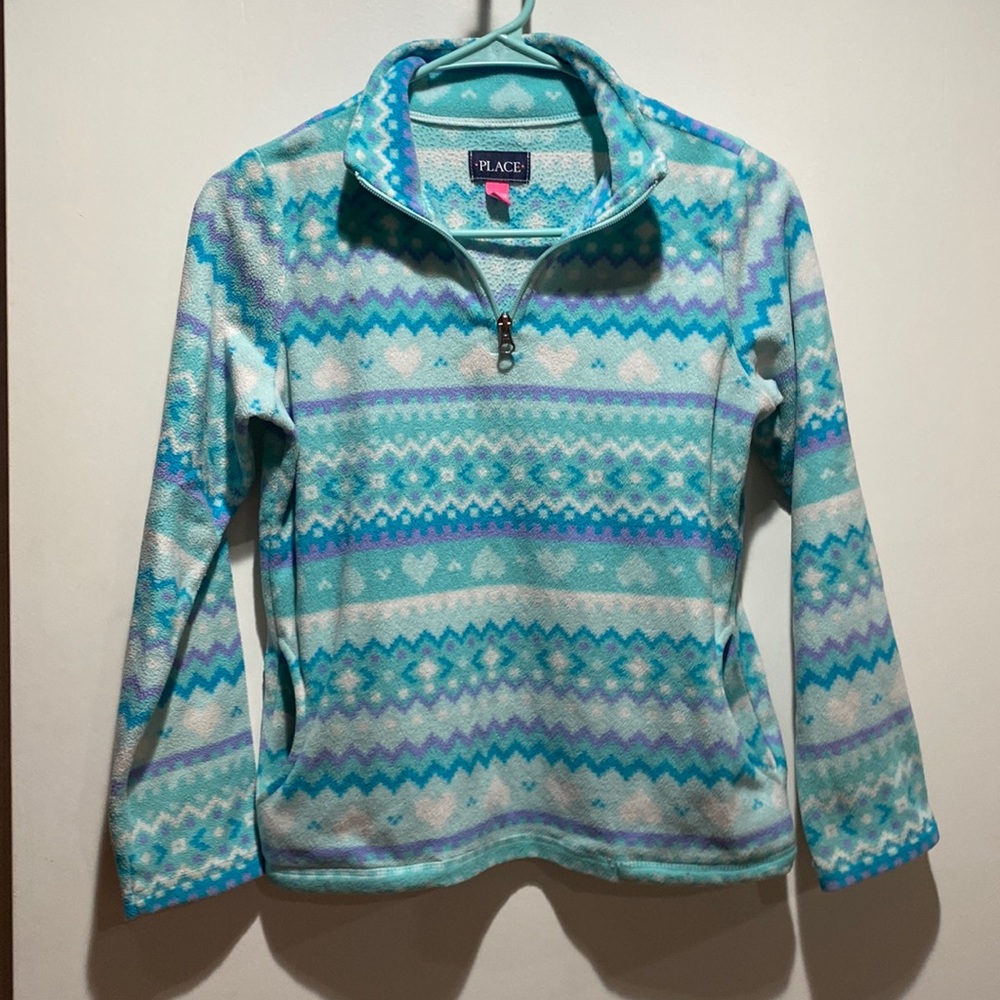 Blue and purple pattern fleece jacket